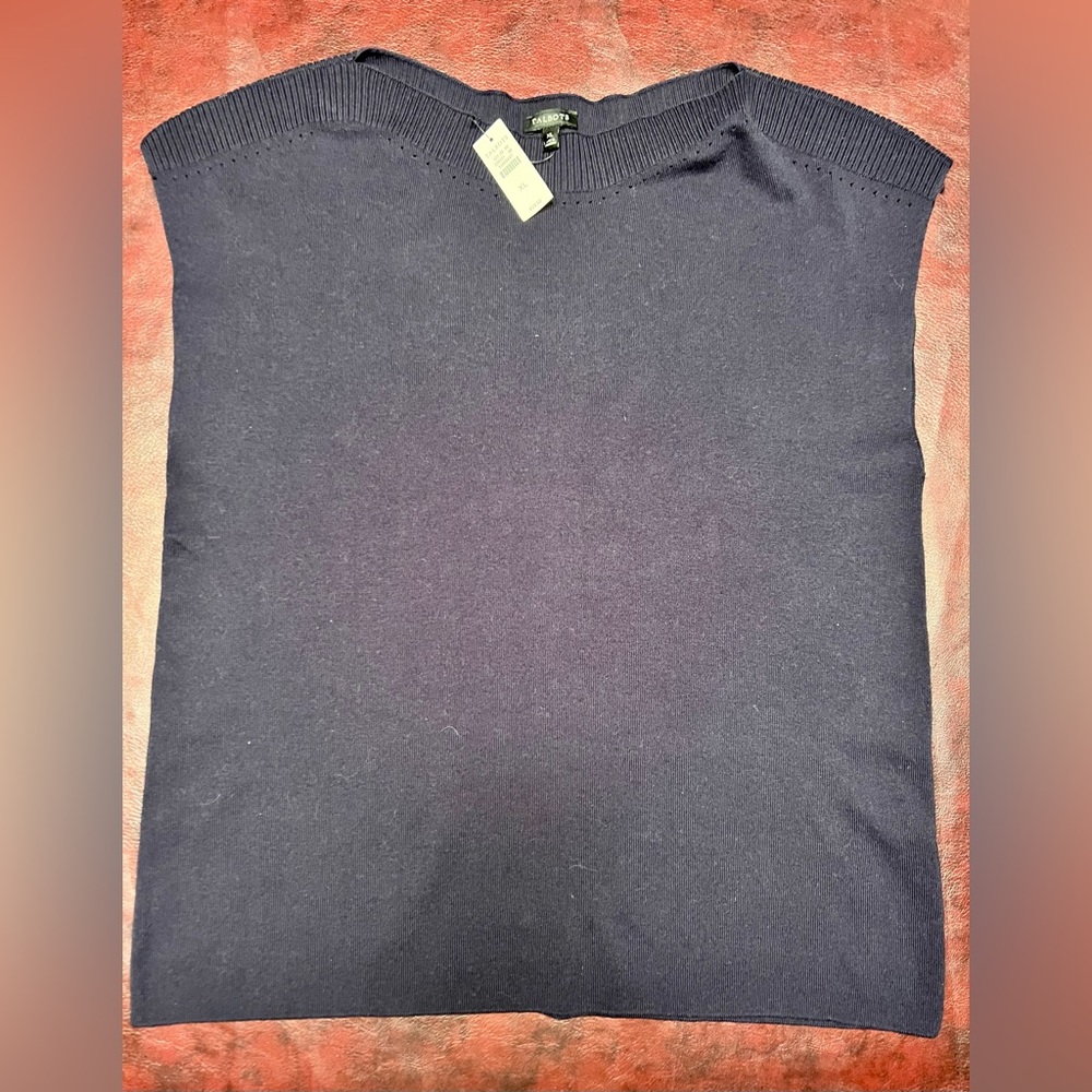 Talbots Sleeveless Sweater, Navy Blue size XL. NWT